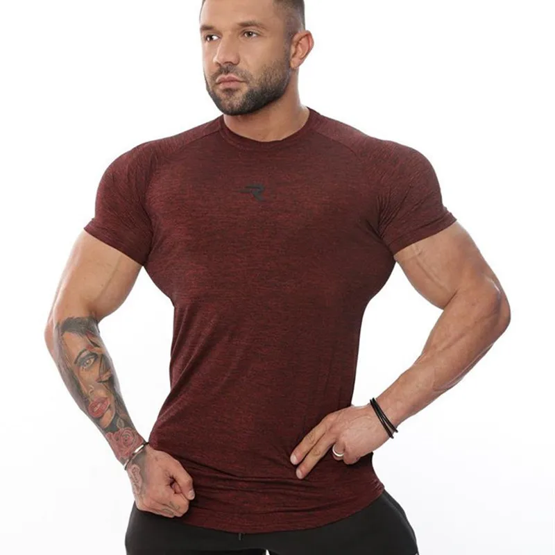red GITF рубашка Homme для бега, мужские дизайнерские быстросохнущие футболки для бега, облегающие топы, футболки, спортивные мужские футболки для фитнеса, тренажерного зала - Цвет: red