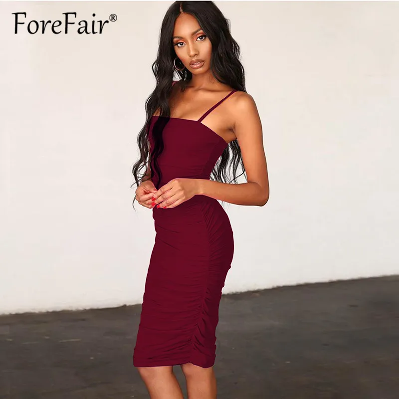 Сексуальное Клубное облегающее платье Forefair с рюшами вечерние платья миди на
