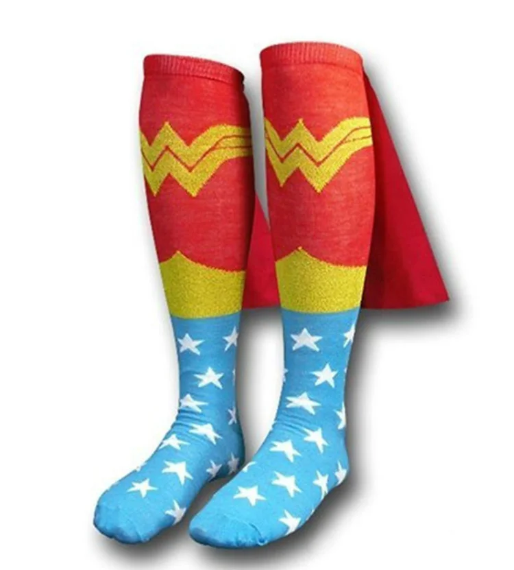 Чулки до колена Wonder Woman унисекс с вырезом лодочкой, блестящие чулки Супермена