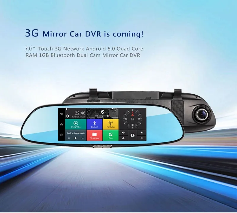 Dashcam встроенный WiFi gps Bluetooth FM функция Автомобильный видеорегистратор Android 5,0 3G 7 дюймов зеркало заднего вида камера двойной объектив Автомобильный регистратор