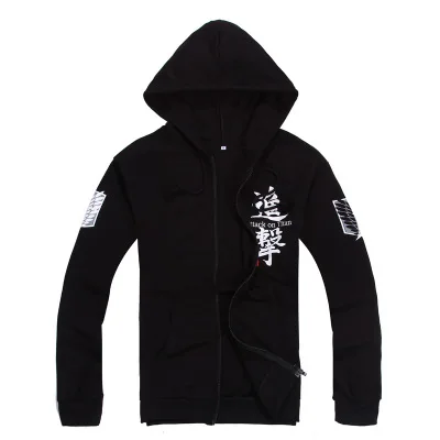 Black style 2 Японский Аниме Shingeki нет kyojin косплэй костюм атака на толстовки для мужчин женщин куртка пальто Jiyuu без Tsubasa печати - Цвет: Black style 2