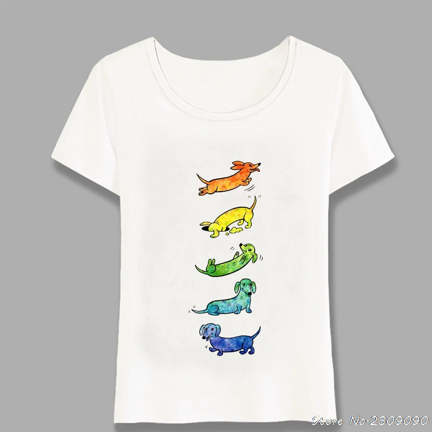 Новинка милая объемная Акварельная художественная футболка Dachshunds модная