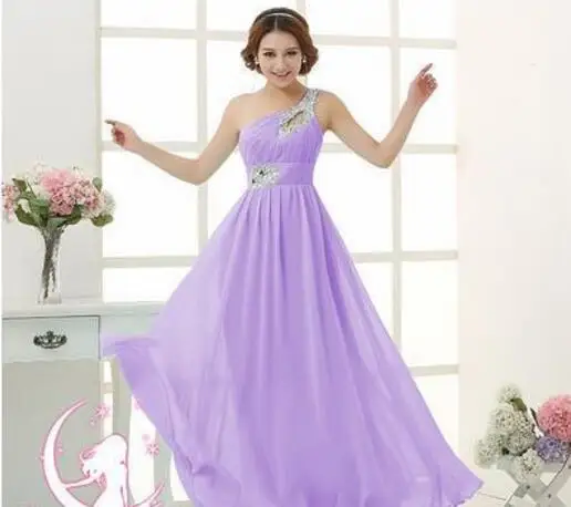 Breve elegante Vestido de Um Ombro Baratos Coral Damas De Honra Vestidos Longos шифоновое платье 2017 | Свадьбы и