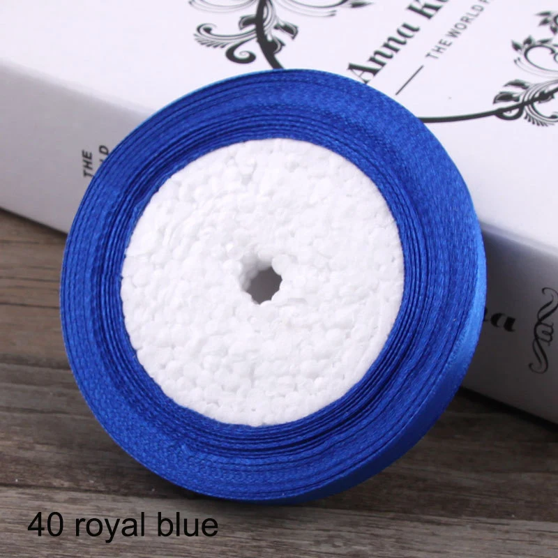 40 royal blue 25 ярдов атласная лента 10 мм корсажные ленты DIY лук Ремесло Декор для упаковки подарков Свадебная вечеринка украшения принадлежности для скрапбукинга - Цвет: 40 royal blue