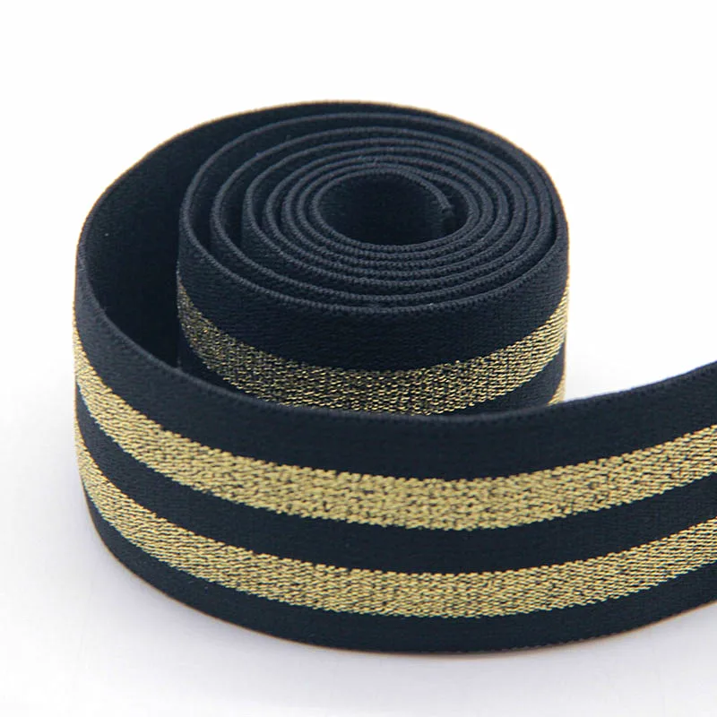 black gold 4.8cm Резинка 4 см ширина мягкий Блестящий золотистый Серебристый РЕЗИНКИ 40 мм шитье DIY сумка шляпа одежда платье аксессуары для одежды 1 м - Цвет: black gold 4.8cm
