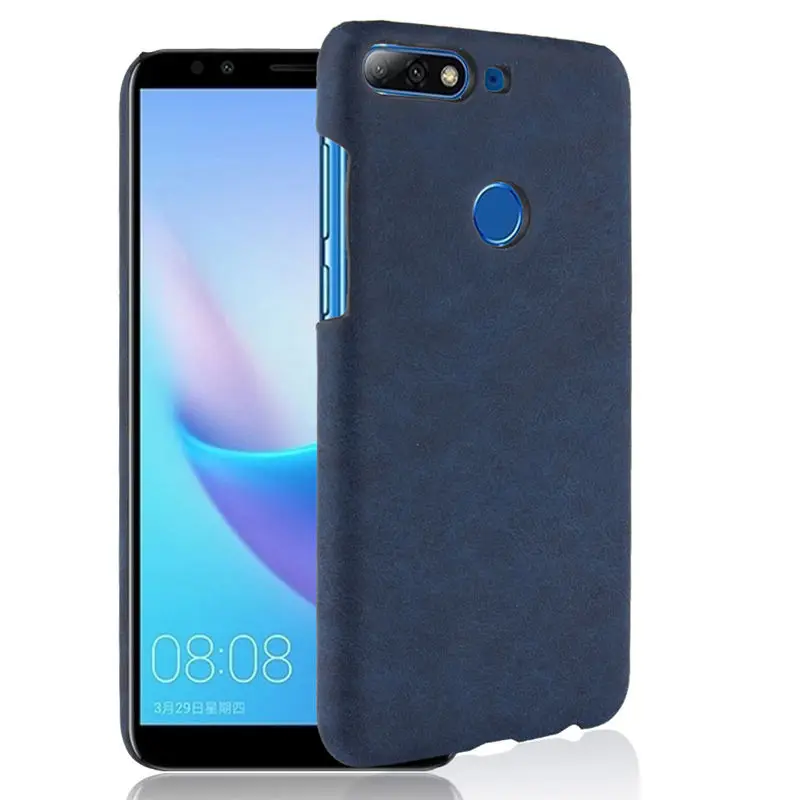 For Huawei Y7 Pro 2018 Case Luxury Retro PU Leather Y7Pro Hard Phone Y 7 |