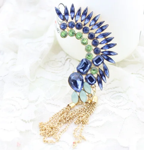 Серьги-каффы KMVEXO винтажные с кристаллами золотого цвета 2019 | Украшения и