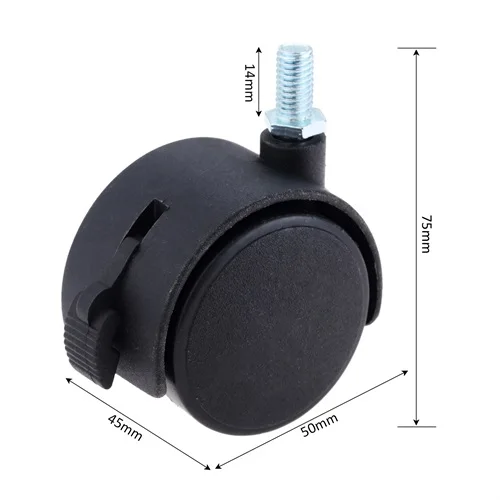 brake 2inch 8mm 1 шт. Сменные бесшумные поворотные ролики офисное кресло черное пластиковое мебельное оборудование колеса для дивана роликовые Ролики 8 мм 10 мм - Цвет: brake 2inch 8mm