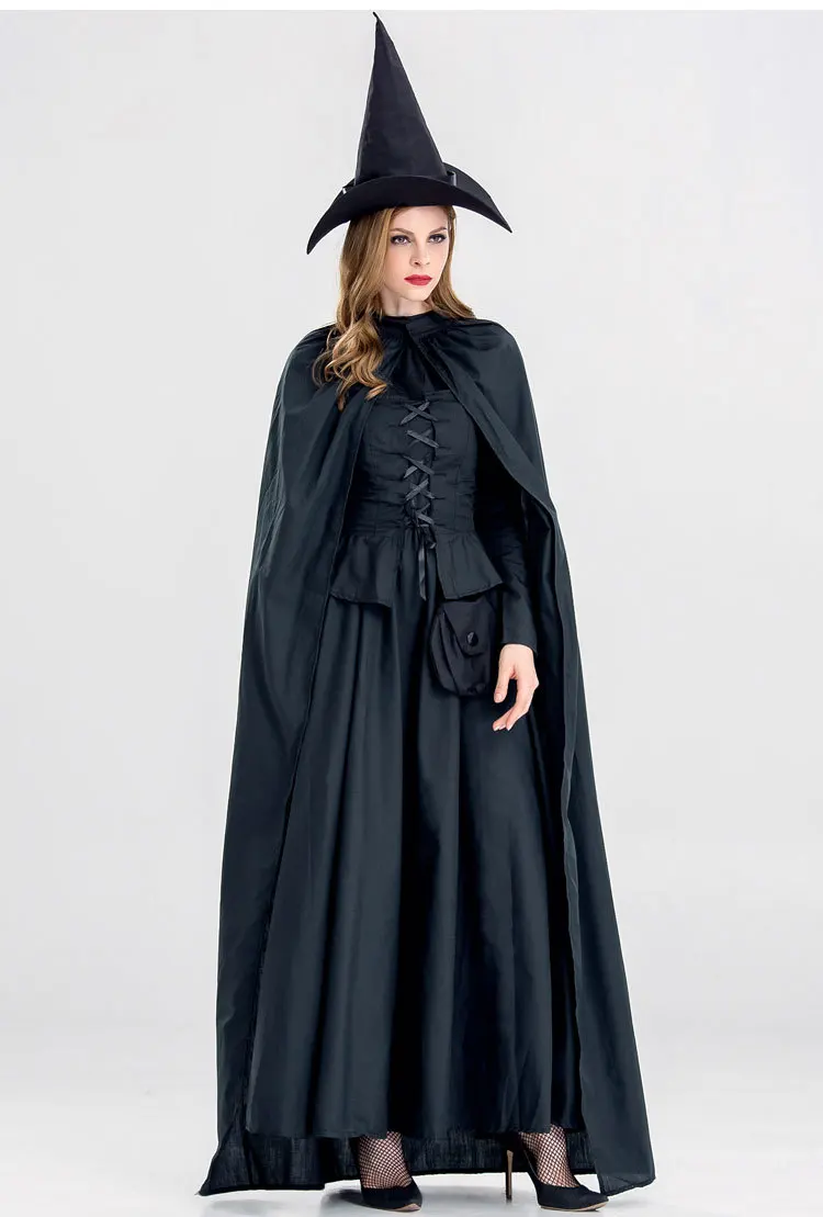 

Fantasia Women Sorceresss Witch Cosplay Halloween Carnival Costume Gothic Black Sets For Female Fancy Dress Costume Plus Size