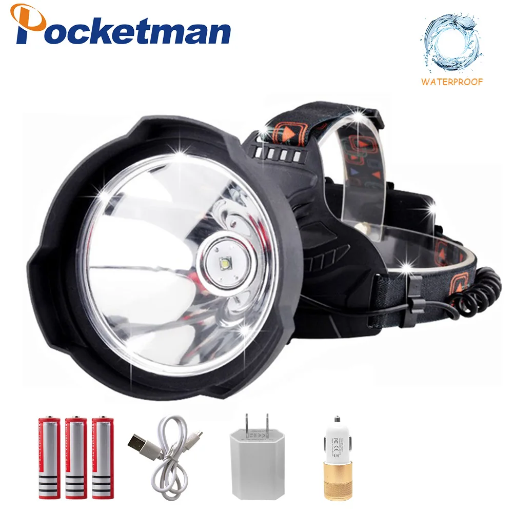 Package D Pocketman светодиодный налобный фонарь 5000 люмен, головной светильник с зарядкой от USB, супер яркий светодиодный светильник Hardhat, жесткий Головной фонарь, мощное использование - Испускаемый цвет: Package D