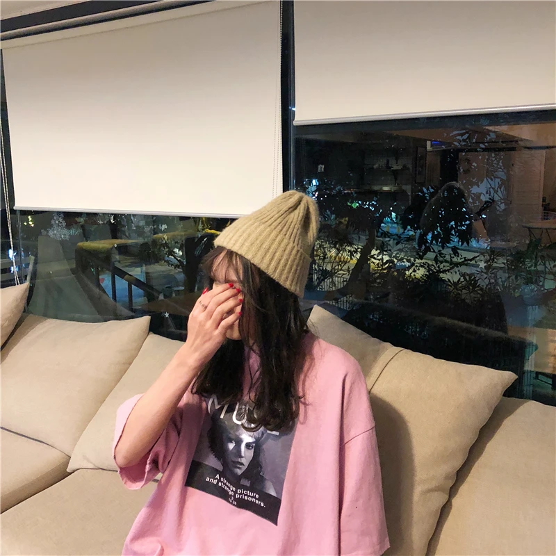 2 цвета весенние теплые футболки с круглым вырезом и коротким рукавом в Корейском