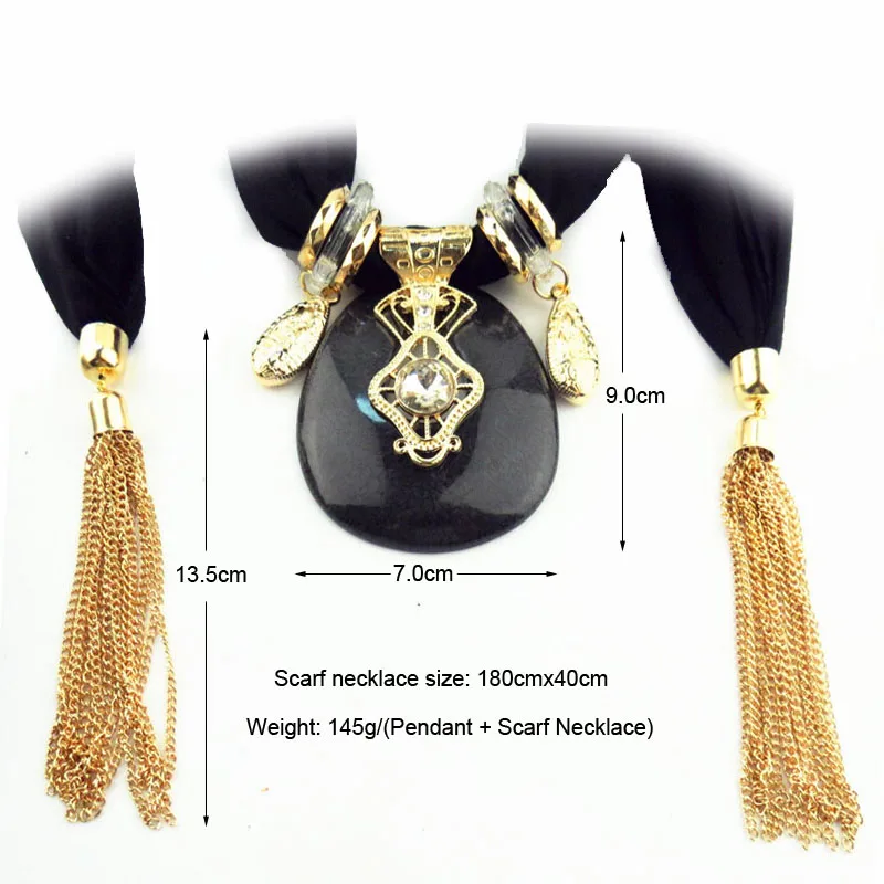 RUNMEIFA Новый кулон шарф ожерелье для женщин Длинная кисточка черный/белый/хаки