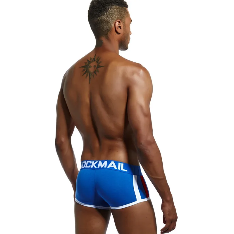 JOCKMAIL Брендовое сексуальное мужское нижнее белье с подкладкой, мужские боксеры, усиление выпуклости, боксерские шорты, Гей Нижнее белье, подарок, Передняя съемная чашка пуш-ап