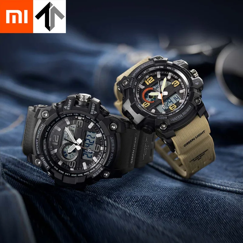 Xiaomi Mijia, для улицы, двойной дисплей, цифровые часы,, импортный, move, для мужчин, t, многофункциональный циферблат, двойное время, водонепроницаемые для мужчин