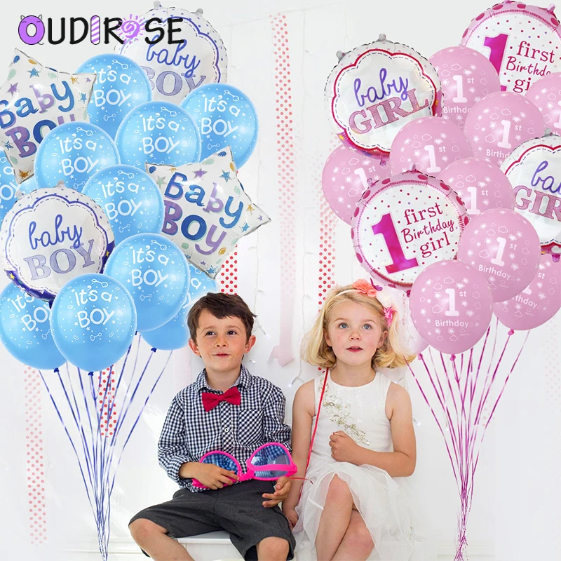 OUDIROSE 14 шт. 12 дюймов 18 латексная Фольга Воздушный шар для Бэйби Шауэр девочка 1 й