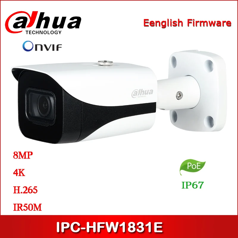 Dahua IP камера 8MP IPC HFW1831E безопасности с сетевой камерой POE|Камеры видеонаблюдения| |