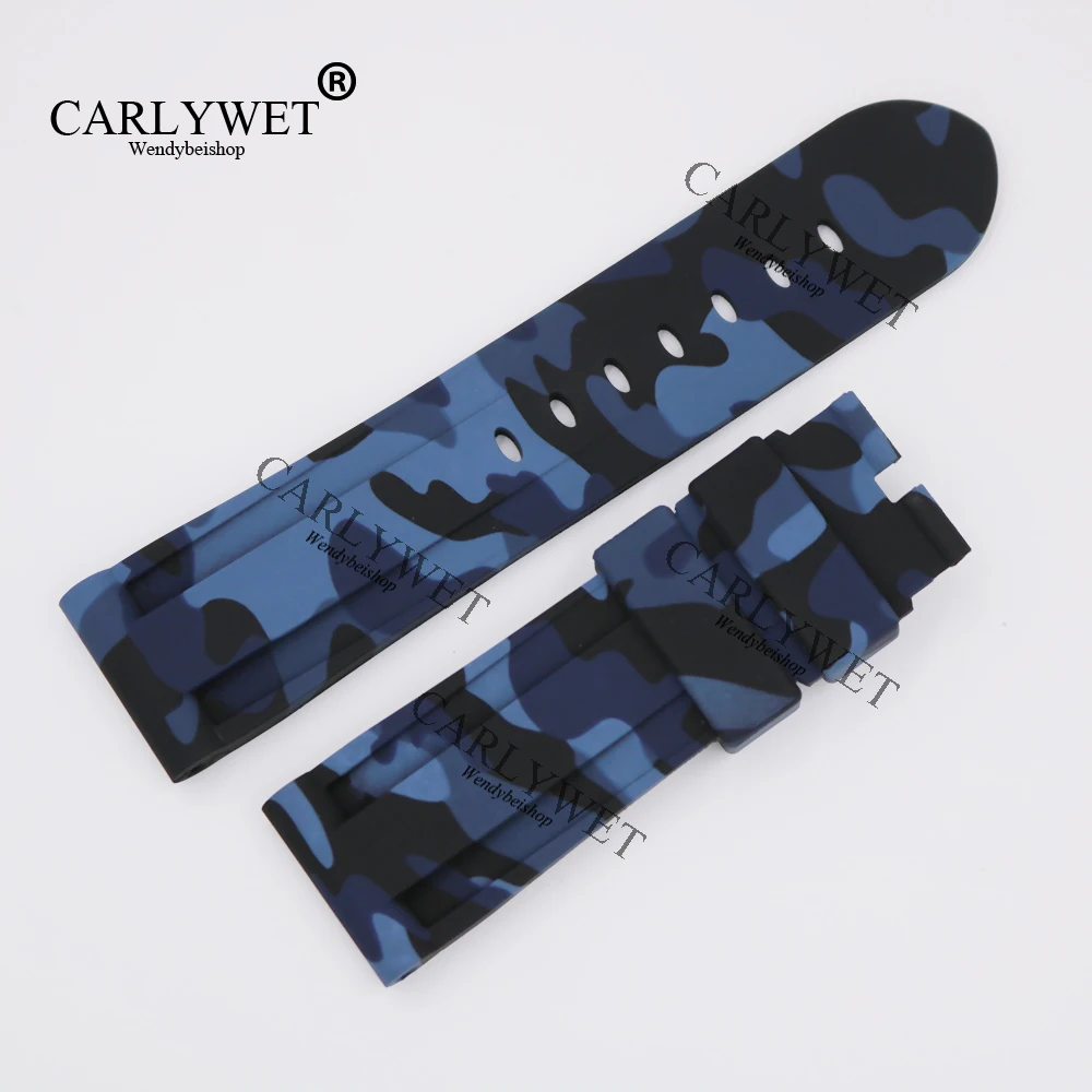 CARLYWET 24 мм Камуфляжный синий водонепроницаемый силиконовый резиновый сменный