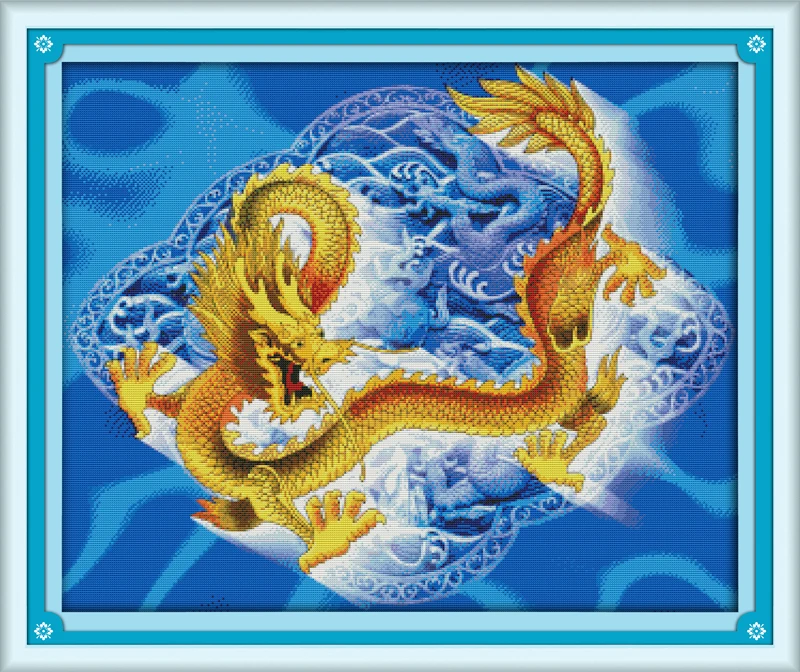 

Dragon cross stitch kit 14ct 11ct pre stamped canvas cross stitching animal embroidery DIY handmade needlework