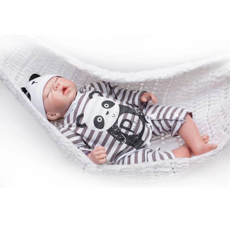 Adolly 20inch 50cm Bebe Doll Reborn Soft Silicone Boy Girl Toy Baby Gift for Children Black White Panda boy doll | Игрушки и хобби