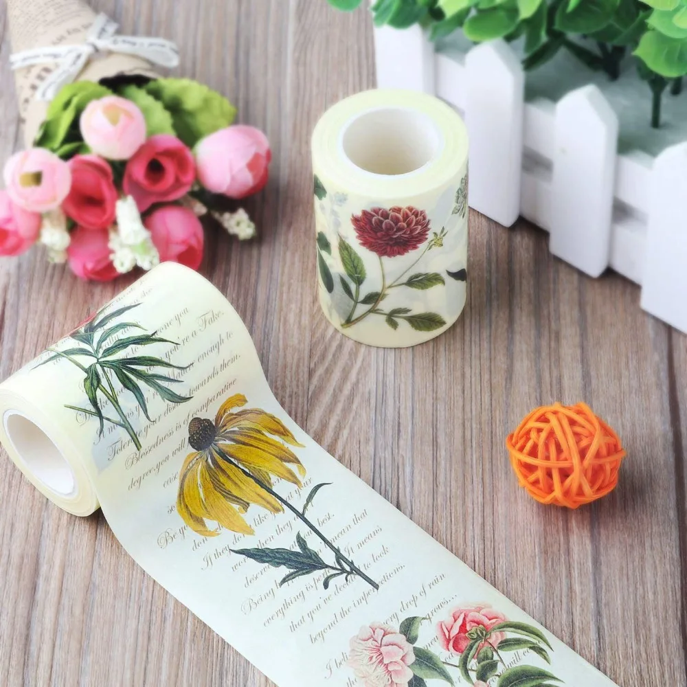 Винтаж цветы символ лента Washi широкий милые наклейка для планировщика ленты