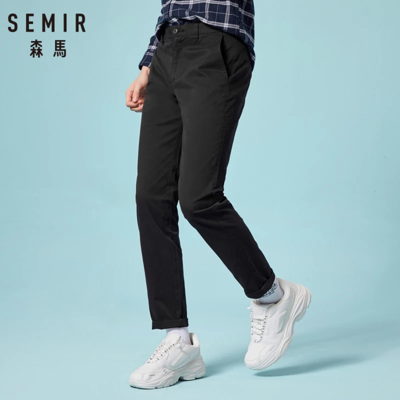 SEMIR Для мужчин хлопок мужские брюки Чинос Слим Фит узкие с боковыми карманами в