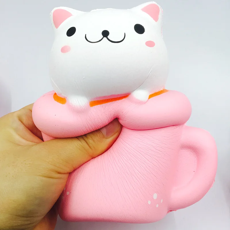 Сжимаемые 1 шт. kawaii сжимаемые jumbo Милые Чашки кошки медленно поднимающиеся