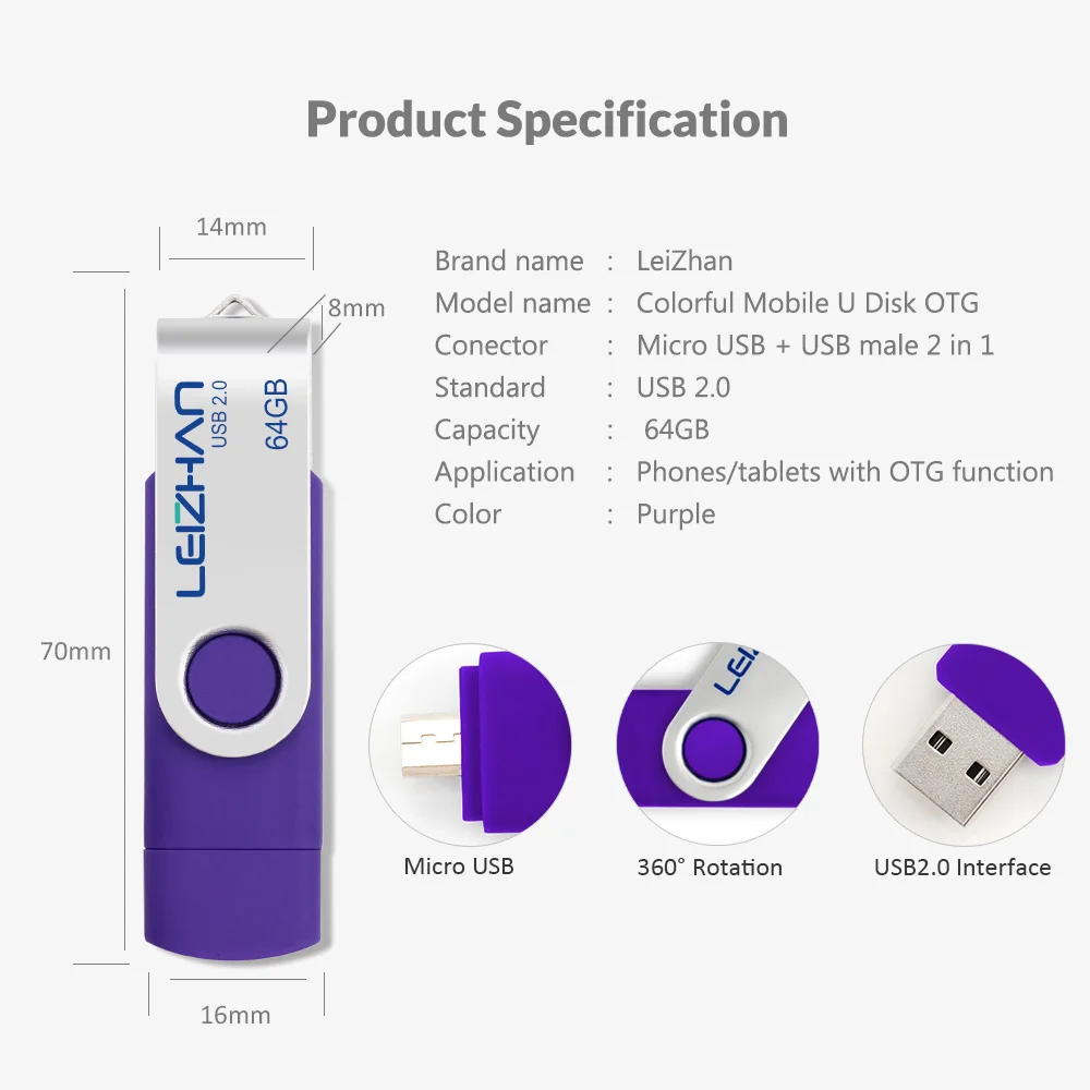 Флеш-накопитель LEIZHAN USB 2 0 металлическая флешка 4 ГБ 8 16 32 64 карта памяти mini Udisk для