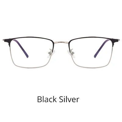 Black Silver Ralferty, ультралегкие очки, оправа для мужчин, титановый сплав, близорукость, рецепт, очки, классические, полностью металлические, квадратные, очки Oculo Y80050 - Цвет оправы: Black Silver