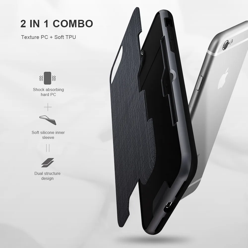 KISSCASE армированный чехол 2 в 1 для iPhone 7 8 6 S плюс крышка слот Роскошные карты Чехол XS