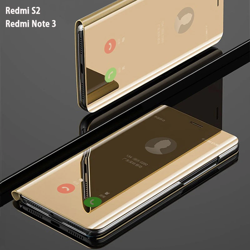 Откидной смарт зеркальный чехол для телефона Xiaomi Redmi Note 3 S2 Note3 жесткий кожаный