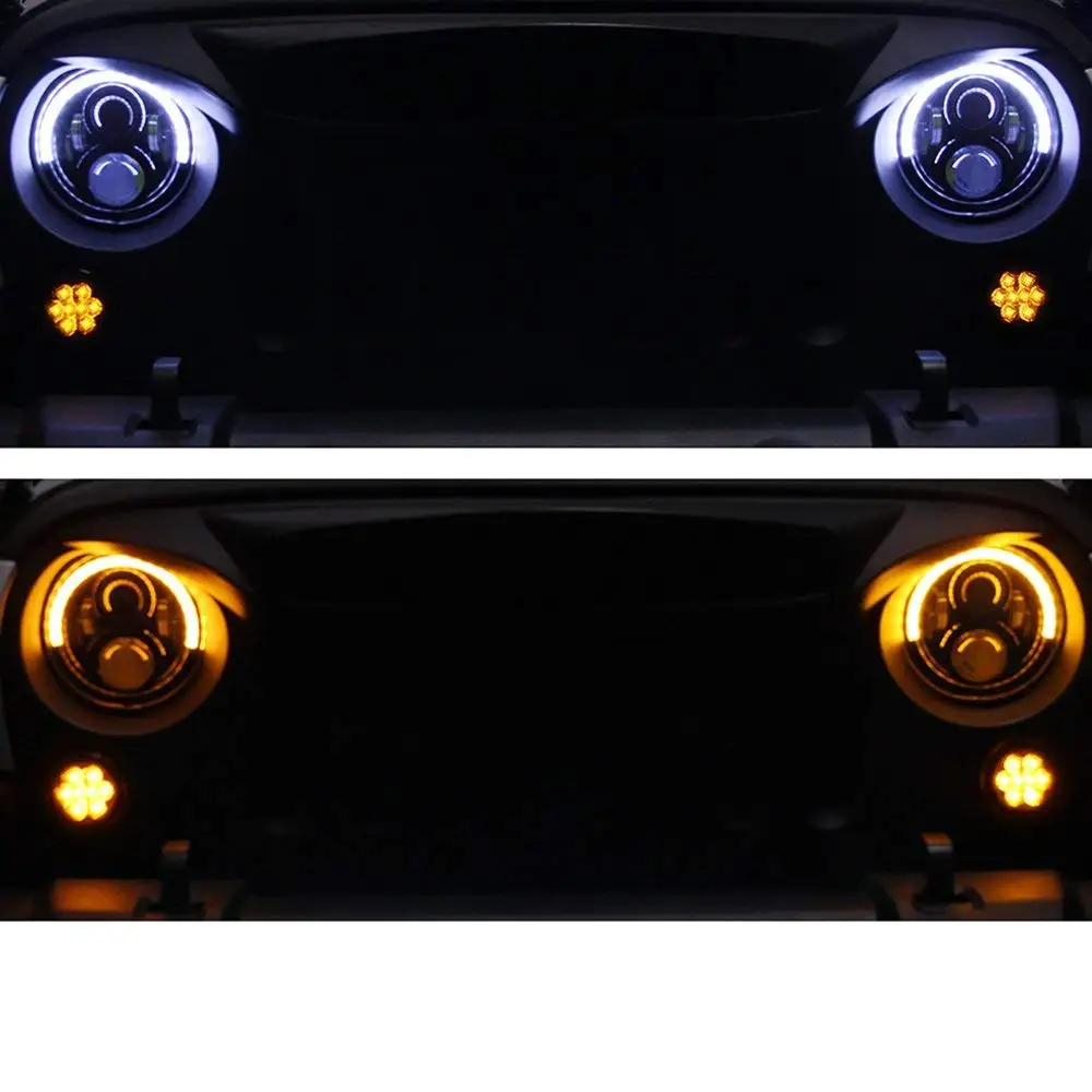 2 шт. 7 дюймов светодиодный ДХО фар для джипа Wrangler CJ 5 97 18 TJ JK JKU Рубикон сахара Land Rover