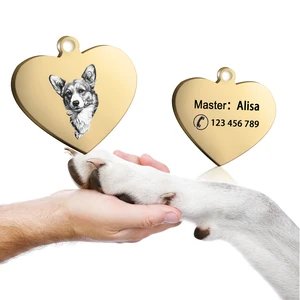 Набор идентификационных бирок для домашних животных, комплект из 2 шт.лот, кулон с именем питомца, подвеска из нержавеющей стали с бесплатной гравировкой, персонализированный аксессуар для ошейника для собак и кошек