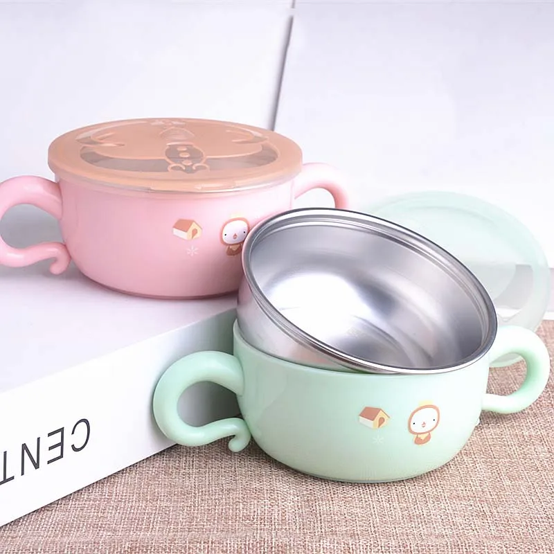 Обучающая миска для кормления детей бинауральная 304 чаша из нержавеющей стали 1