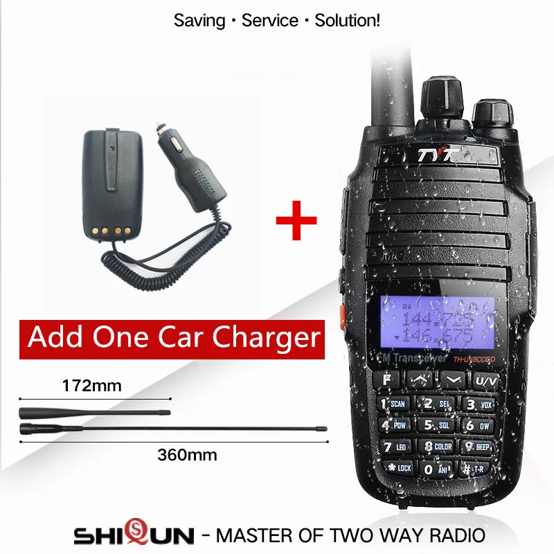 Add Car Charger TYT TH-UV8000D портативная рация 10 км двухдиапазонный VHF UHF 10 Вт Радио Comunicador 10 км 3600 мАч функция перекрестного ретранслятора радиоприемник TYT - Цвет: Add Car Charger