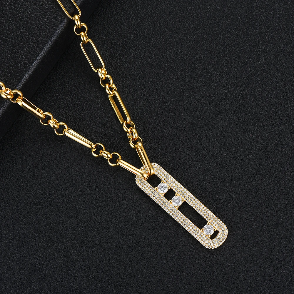 SISCATHY Trendy Geometry Link Stackable Pendant Necklace Beautiful Full Cubic Zircon Fashion Charm Women Party Jewelry Gift 2019 | Украшения