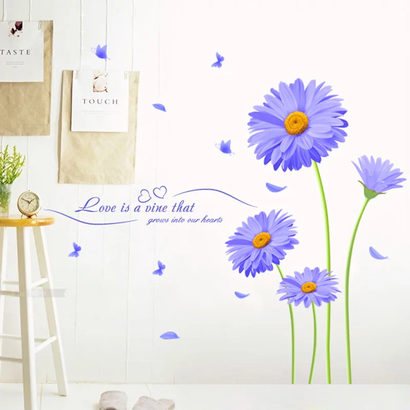 Aster Novi belgii фиолетовые настенные наклейки с хризантемой для самостоятельной