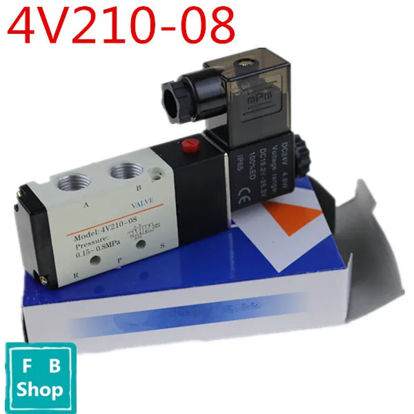 Airtac электромагнитный клапан 5 Путь 2 Позиция 4V210 08 DC12V DC24V AC110V AC220V|Пневматические