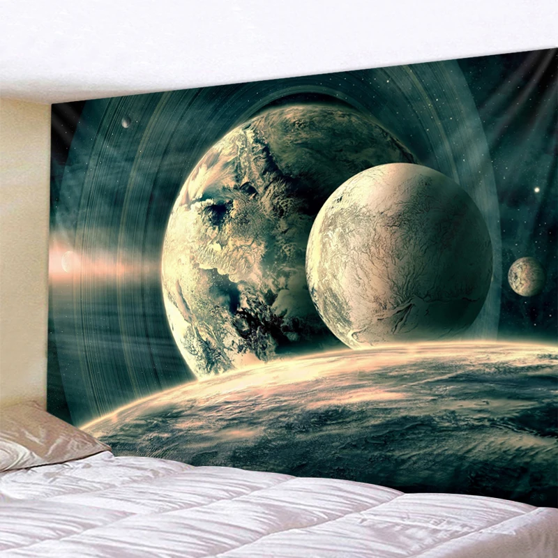 Космическая планета гобелен двойная настенная драпировка в стиле хиппи