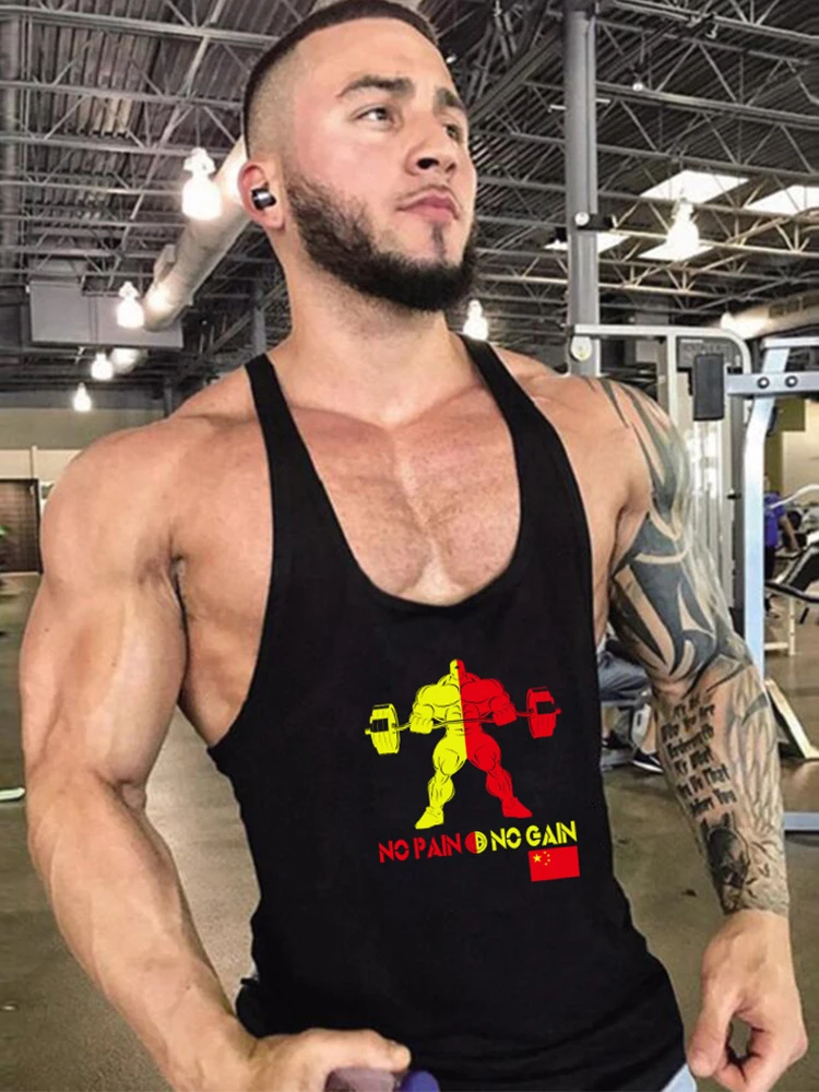 Muscleguys мужские Бодибилдинг майка тренажерные залы спортивная рубашка без рукавов хлопок Y назад Спортивная майка Тяжелая атлетика жилет