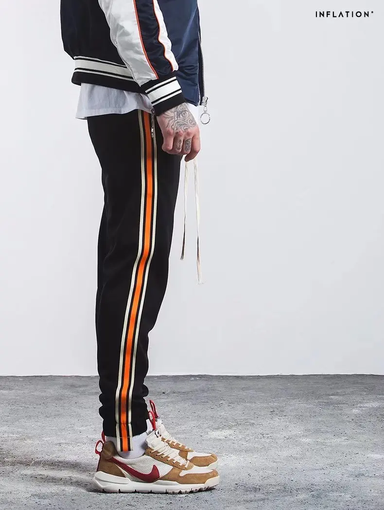 Новая осень 2017 Винтаж боковой полосой спортивная Брюки для девочек модные в