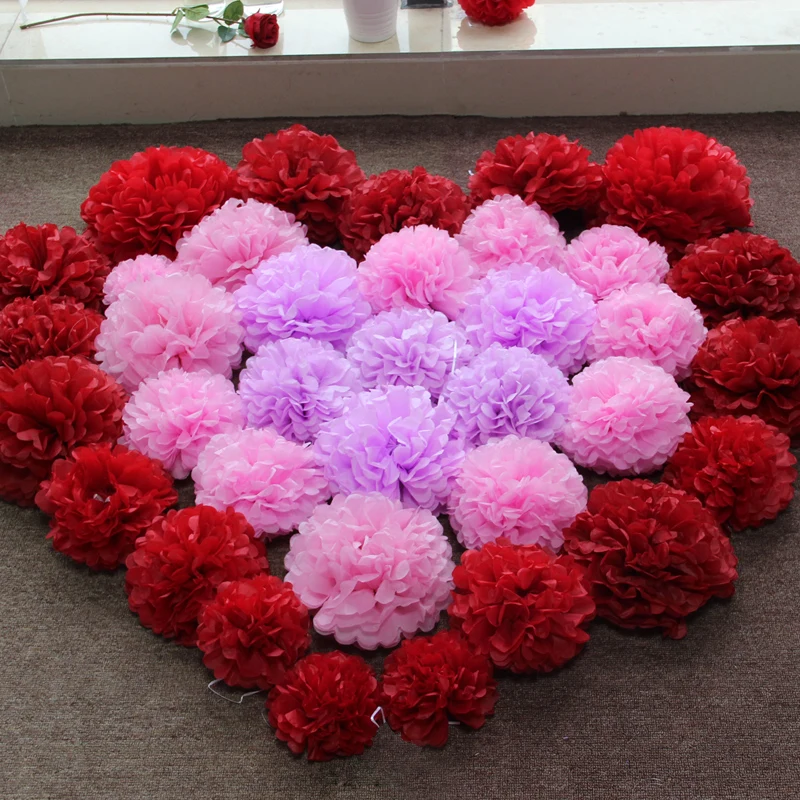 

Holiday Supplies 10" (25cm) Fluffy Tissue Paper Pom Poms Hanging Rose Flower Balls Garlands Wedding Baby Shower Party Decoration