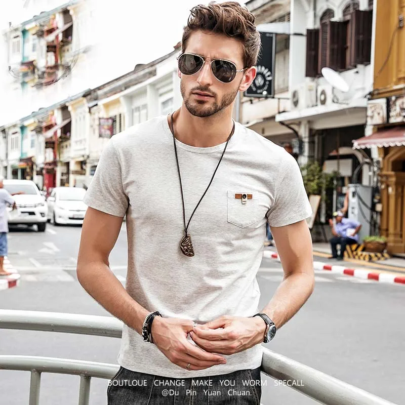 Распродажа 2018 Мужская футболка базовая Простая мужская одежда однотонные