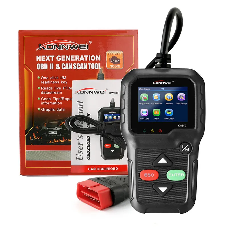Новейший OBD 2 ODB 2 Автосканер KONNWEI KW680 с поддержкой нескольких языков все функции OBD2 автоматический диагностический сканер для автомобиля