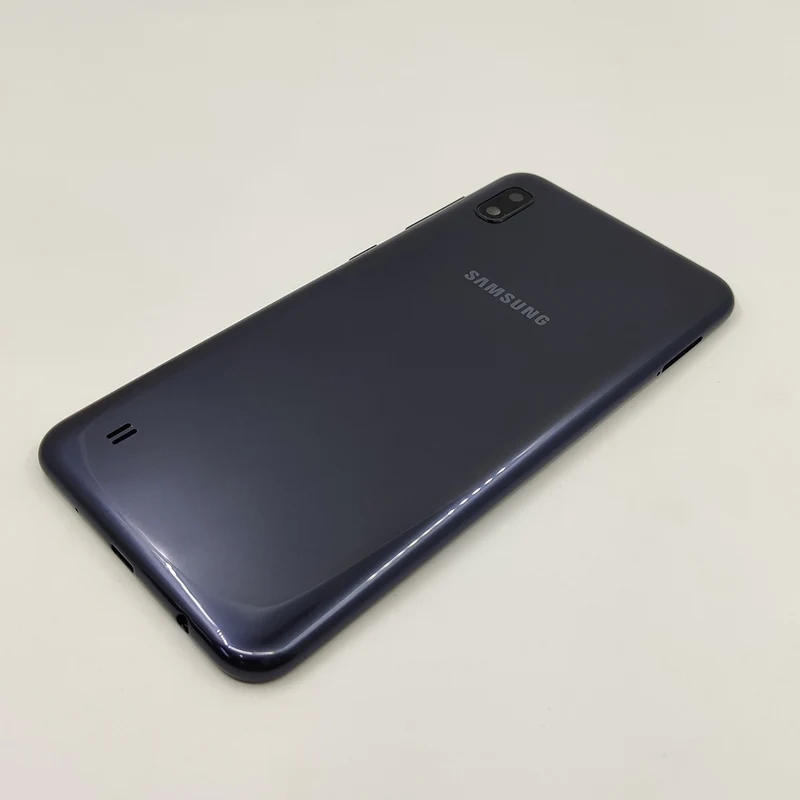 Для samsung Galaxy A10 A105 батарея задняя крышка чехол Корпус Крышка с ключ для боковой кнопки объектив камеры для Galaxy SM-A105F - Цвет: Black