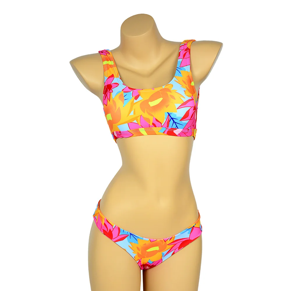 Обратимым вниз жилет топ печати push up бикини установить купальники высокая шея