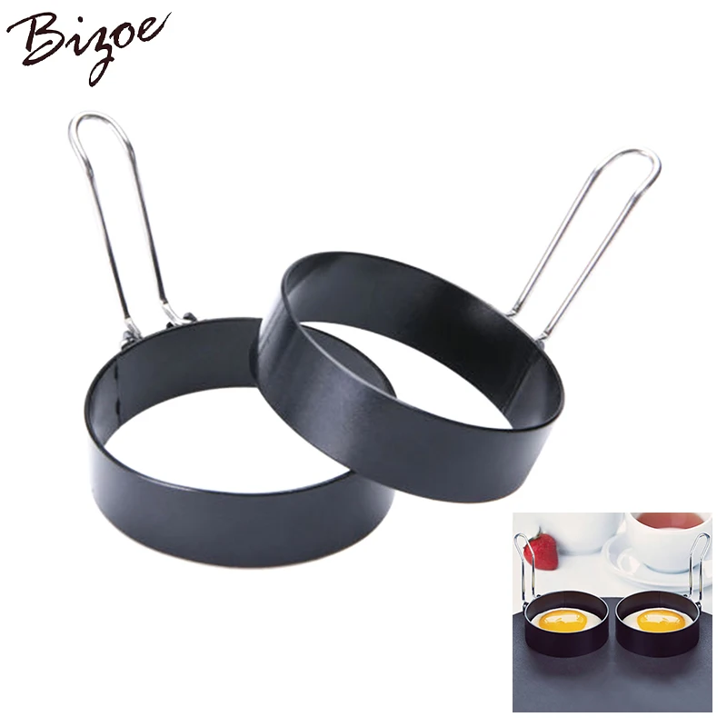 

4Pcs Nonstick Stainless Steel Fried Egg Mold Handle Round Egg Rings Shaper Pancakes Molds Ring Round Circel Egg Frying Molds