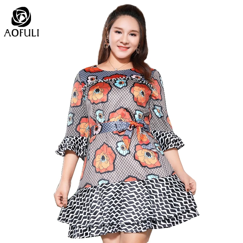 AOFULI/брендовые Короткие Платья с цветочным принтом мини-клуб платье