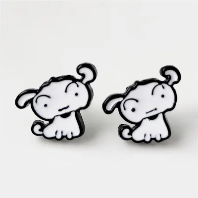 see chart IVYYE Crayon Shin-chan and dog аниме Сережка с героями мультфильмов милые серьги-гвоздики с животными для женщин девочек детские ювелирные изделия Рождественский подарок - Окраска металла: see chart