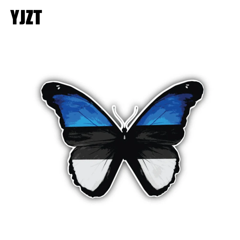 YJZT 13.5CM*9.7CM Car Styling Estonia Flag Butterfly Decal Cartoon Sticker 6-1384 | Автомобили и мотоциклы