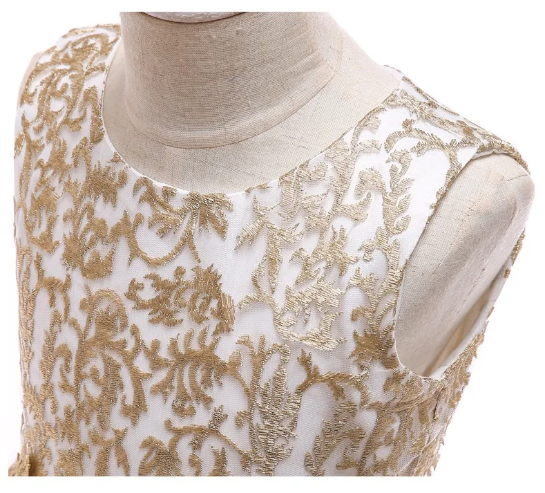 High quality New Year kids Christmas dress children's girls embroidery gold silver lace high-end baby princess | Детская одежда и